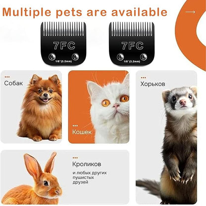 2PCS 7FC Blades Dog Grooming Blades Compatible with Andis Dog Clippers Blades,Dog Clipper Blades Compatible with Oster A5,Wahl km10 Dog Clippers for Animal Dog Cat Horse