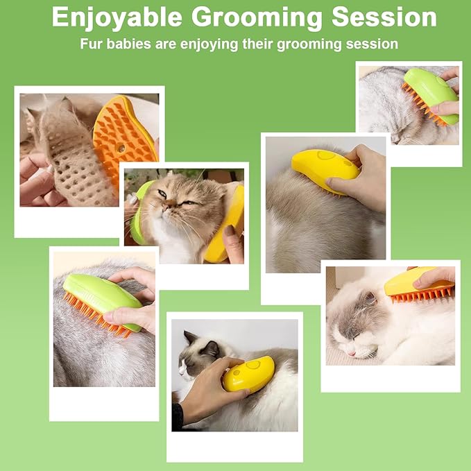 Nepfaivy Cat Steam Brush for Shedding - Steamy Cat Brush for Indoor Cats, Cat Hair Steam Brush for Massage, Spritz Defur Comb for Cats, Pet Steamer Brush for Shorted and Long Haired Dogs