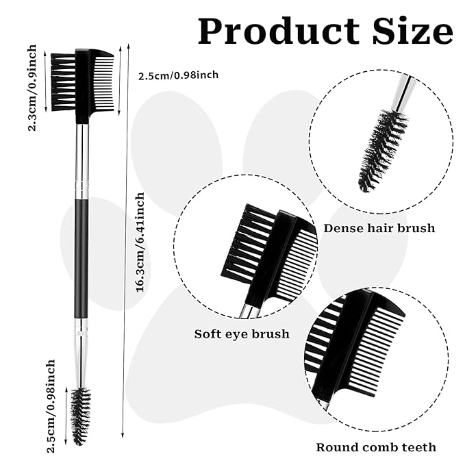 2 Pcs Black Pet Tear Comb and Stain Remover, Dog Eye Comb, Double Head Facial Brush and Removal Tool for Small Dogs, Cats