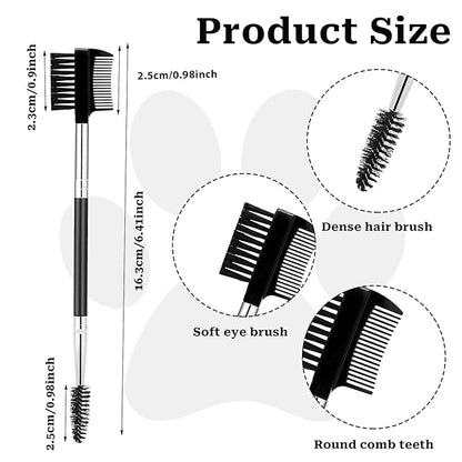 2 Pcs Black Pet Tear Comb and Stain Remover, Dog Eye Comb, Double Head Facial Brush and Removal Tool for Small Dogs, Cats