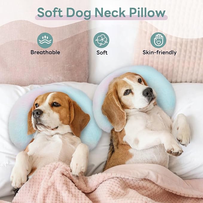 T'CHAQUE Dog Pillow Dog Calming Pillow for Small Dogs Anxiety Relief Comfort Dog Neck Pillow Bed Soft Cat Pillow for Indoor Cats Half Donut Cuddler U-Shaped Pillow Pet Sleeping Improve Calming Toy