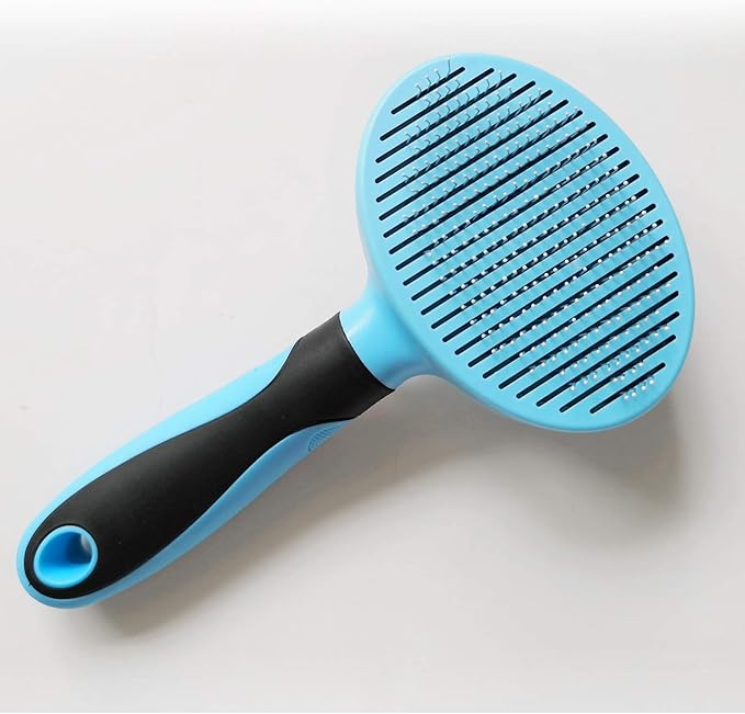 Dog Brush and Cat Brush, Self Cleaning Slicker Brush for Shedding Pet Grooming Tools for Small, Medium, Large, Short Haired or Long Haired Dogs and Cats for Matted Fur (Blue)