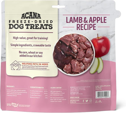 Singles Freeze Dried Dog Treats, Limited Ingredient Grain Free Lamb & Apple Recipe, 3.25oz