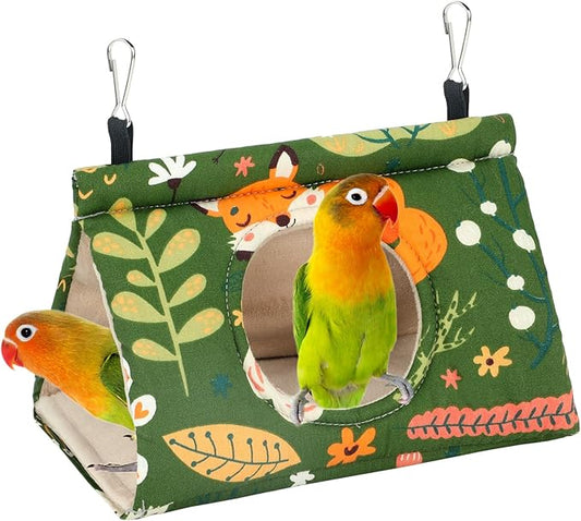 Rypet Winter Warm Bird Nest House - Hanging Hammock Velvet Shed Hut Cage Plush Fluffy Birds Hideaway Sleeping Bed Fuzzy for Parrot Parakeet Cockatiels Budgies Lovebird Smallï¼_reenï¼