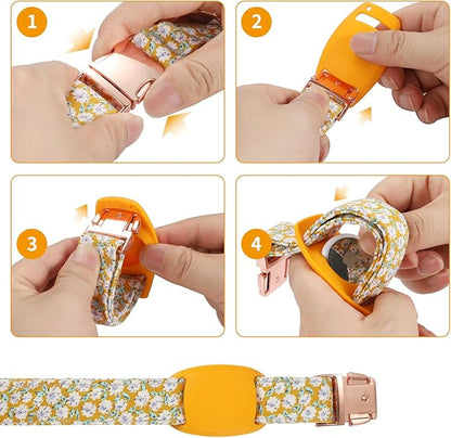 Airtag Dog Collar Holderï¼_nti-Lost Silicone Case Accessories for Air Tag GPS Trackingï¼_ompatible with Dogs Cats Pets Collar (1 Pack, Yellow)