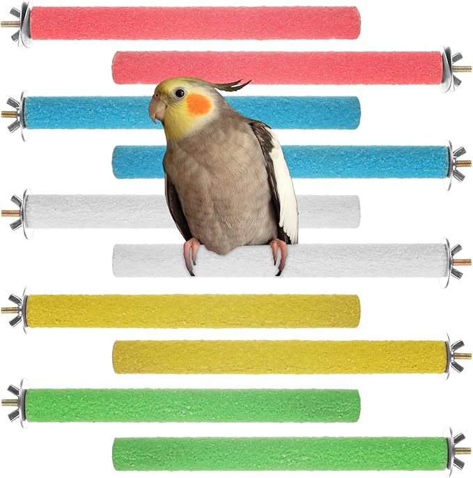 10 PCS Bird Perch Parrot Stand Wood Parrot Perch Stand Platform Natural Paw Grinding Stick Bird Cage Accessories for Budgies Cockatiels Cockatoo Conure Parakeet