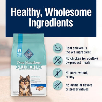 Blue Buffalo True Solutions Small Breed Care Natural Dry Dog Food for Adult Small Breed Dogs, Chicken, 11-lb. Bag