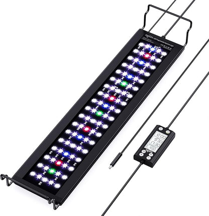 SEAOURA Aquarium Plant Growth Light, 30-36in Full Spectrum LED Fish Lights with Temperature Monitor, 24/7 Programmable with Power Off Memory, WRGB Custom, 20 Dimmable for Freshwater Aquariums