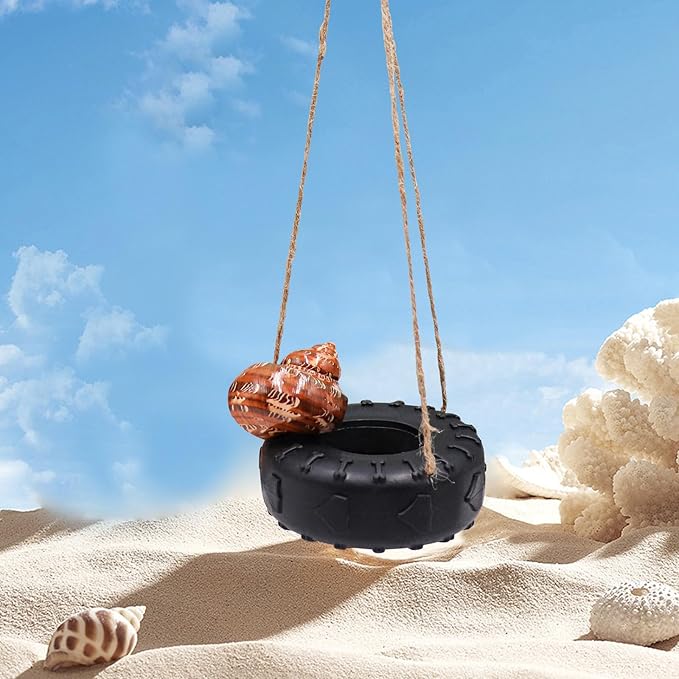 Hermit Crab Tire Swing Toy, Hermit Crab Climbing Toy, Reptile Tank Aquarium Decoration Accessory, Suitable for Small to Medium Sized Hermit Crabs Frog, 3.7 Inches in Diameter