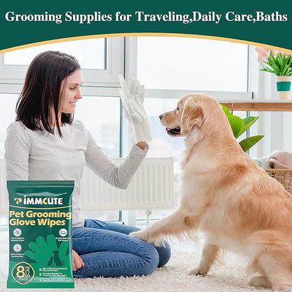 32 PCS Unscented Extra Thick Pet Bathing Wipes for Dogs & Cats, Dog Wipes Washing Gloves, Cleaning & Deodorizing Grooming Gloves for Daily Care and Traveling with EDI Water, Glycerin, Aloe Extract