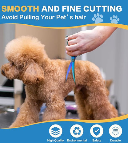 7.5'' Dog Curved Scissors for Grooming 440C Stainless Steel Green Professional Pet Trimming Scissors Sharp Blades Cutting for Dogs and Cats Shears