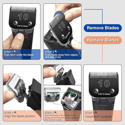 7FC Blades Dog Grooming Blades Compatible with Andis Dog Clippers Blades,Dog Clipper Blades Compatible with Oster A5,Wahl km10 Dog Clippers,Stainless-Steel Blade Sharp