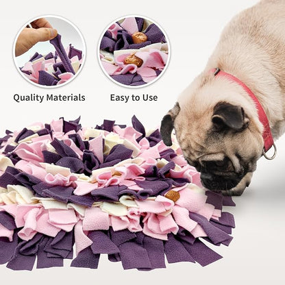 Pet Snuffle Mat for Dogs, Dog Feeding Mat, Nosework Training Mats for Foraging Instinct Interactive Puzzle Toys (Pink&Violet &White)