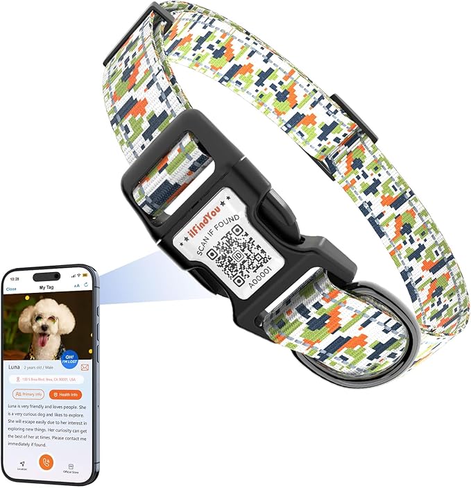 Reflective Dog Collars for Medium Dogs Soft Nylon Camo Green Sized M