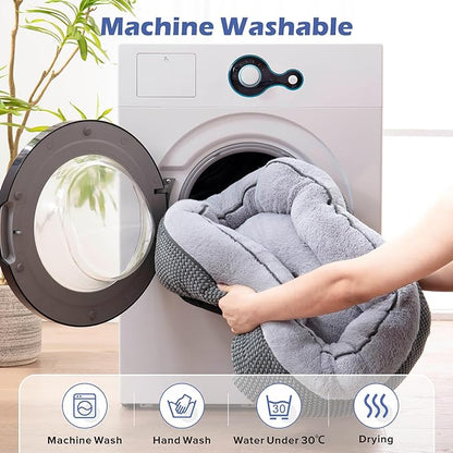 INVENHO Dog Beds for Small Medium Dogs Washable, Calming Dog Bed Small Size Dog, Orthopedic Dog Bed, Warming Soft Calming Sleeping Puppy Bed Durable Pet Bed with Anti-Slip Bottom S Plus(25"x21"x8")