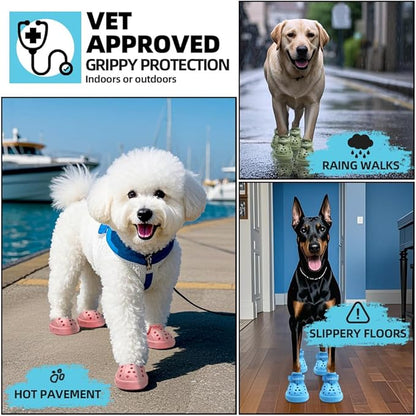 JZXOIVA Dog Shoes for Hot Pavement, Dog Booties for Large Dogs, Breathable Dog Boots & Paw Protectors, Adjustable Non-Slip Dog Rain Booties, Waterproof Pets Sandals for Beach Pink Size 9