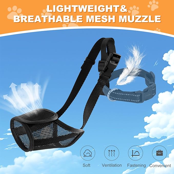 Dog Muzzle, Soft Mesh Muzzle for Small Medium Large Dogs,Chihuahua German Shepherd Bulldog,Breathable and Drinkable Muzzle Cover, Adjustable Anti-Fall Bite Barking Chewing Muzzle (XL)