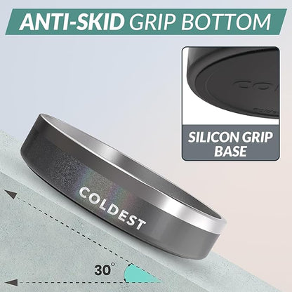 Coldest Dog Bowl - Anti Rust Metal, Non Slip, 3 Layers Insulated Stainless Steel Dog Bowls - Spill Proof & Heavy Duty - Water Bowl for Dogs, Cats & Pets, Dish Washer Safe (21 oz, Stardust Glitter)