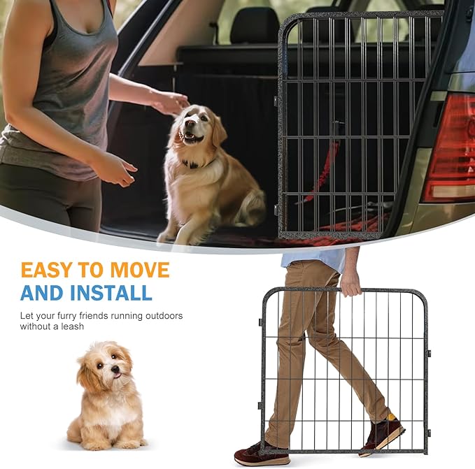 Dog Playpen 6 Panels 24'' Height Heavy Duty Dog Fence with Doors Outdoor Exercise Dog Fence for Large/Medium/Small Dogs Pets Playpen for RV, Camper, Yard