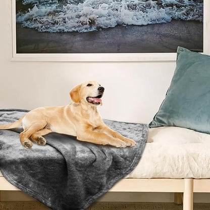 Onarway Dog Blanket Washable for Bed: Dog Blankets 78”x59” - Fluffy Soft Large Throw for Cat Puppy Kitten Dogs - Fleece Pet Blankets for Crate Couch Car and Indoor - Grey