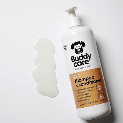 2in1 Dog Shampoo & Conditioner by Buddycare | Coconut Scented | with Aloe Vera and Pro Vitamin B5 (33.8oz)