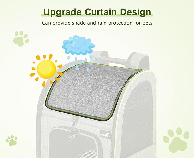 Pecute Cat Backpack with Shade Cover,Dog Backpack with Breathable Mesh for Small Dogs, Small to Medium Cats, Pet Backpack Carrier with Multi-Pockets, Great for Travel Hiking Camping