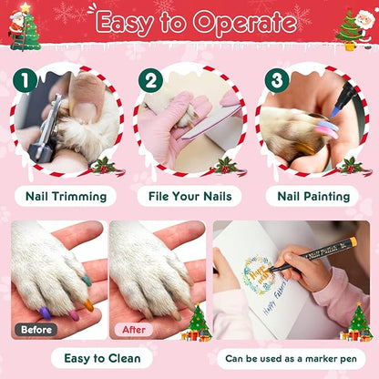 MSDADA 12-Color Quick-Dry Dog Nail Polish Kit Safe Polish Pens for Puppy Nail Art & Paw Care Easy-Apply, Odorless Formula for Dogs & Cats, for Pet Lovers