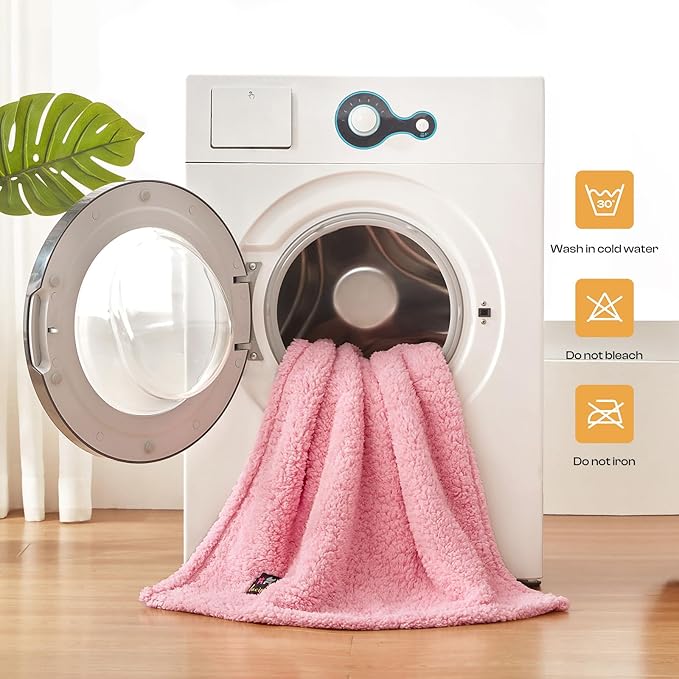 Luciphia Waterproof Pet Blanket for Medium Large Dogs Soft Cat Sherpa Calming Thick Cover Leakproof Cozy Puppy Sofa Bed Car Couch Protector(Pink,63x50 inches)