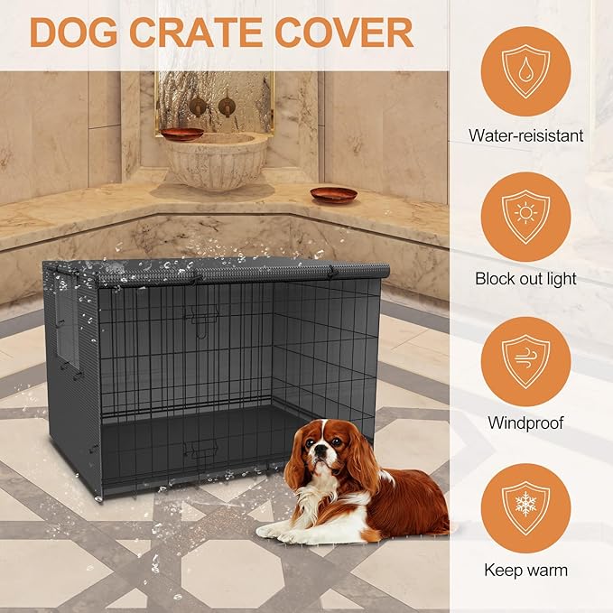 Dog Kennel Cover,Crate Covers for Dog Cages,Crate Cover 24 30 36 42 48-inch,Dog cage Cover,Waterproof Dog Crate Cover,Dog Kennel Cover,Dog Enclosure Covers,Dog Crate Covers Large and Small