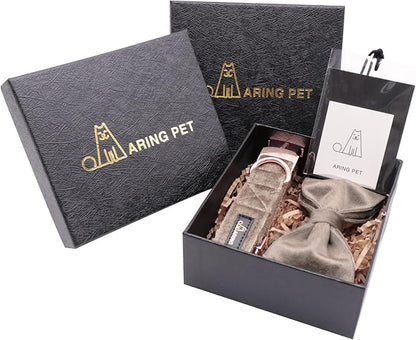 ARING PET Bowtie Dog Collar,Velvet Dog Collars with Detachable Bowtie, Adjustable Bow Tie Collar for Girl and Boy Dogs.