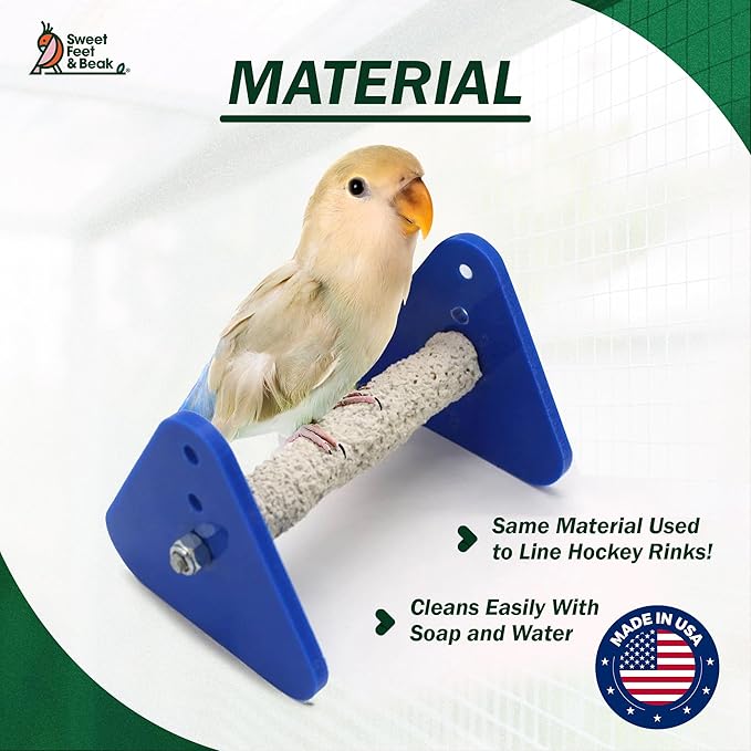 Portable Bird Perch Stand for Small Birds to Keep Nails and Beaks in Top Condition - Safe, Non-Toxic, Easy to Install Cage Accessories