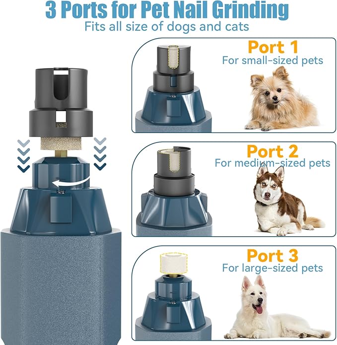 Dog Nail Grinder, Dog Nail Trimmers and Clippers Kit, 5 Speeds Nail Grinder for Dogs, Rechargeable Dog Nail Grinder with LED Light, Nail Grinder for Dogs Quiet, Nail Trimmer Nail Grinder for Dogs Cats