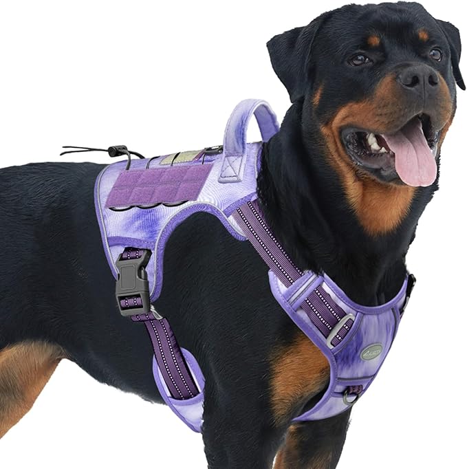 AUROTH Tactical Dog Harness for Large Dogs No Pull Adjustable Pet Harness Reflective K9 Working Training Easy Control Pet Vest Military Service Dog Harnesses Very Peri L