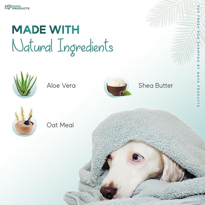 NP NAVA PRODUCTS Dog Shampoo with Oatmeal & Aloe Vera, Hypoallergenic Dog Shampoo for Smelly Dry Coat Itching Relief, Deshedding Puppy Shampoo Refreshing Gentle Pet Care for Sensitive Skin, 16.91 oz