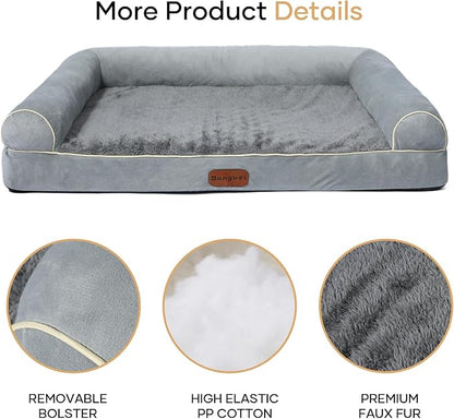 Dog Beds Large Sized Dog, Orthopedic Dog Bed, Waterproof Dog Bed, Washable Dog Bed, 39" x 23" x 7" Light Gray