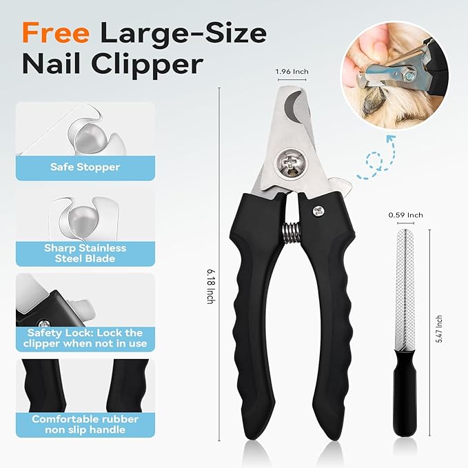 2-in-1 Dog Grooming Rake Dual Sided Deshedding Tool Undercoat Rake for Long/Short Hair, Gentle Stainless Steel Comb with Ergonomic Handle, Safe Shedding Brush for Dogs & Cats (Medium)