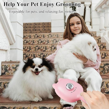 Self-Cleaning Dog Brush for Small Breeds - Adjustable Bristle Grooming Tool for Puppies, Yorkies, Shih Tzus, Maltipoos & Malteses (Pink)