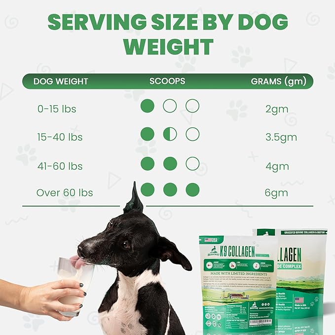 K9 Collagen PEPTIDE Complex W/BIOTIN - Hip & Joint Supplement for Dogs- Supports Healthy Joints, Skin & Coat  Helps in Recovery & Repair 3+ Months Supply - Over 114 Servings!