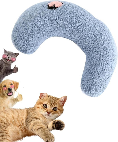 Pillow for Cats, Dog Calming Pillow for Small Dogs Ultra Soft Fluffy Pet Calming Toy Half Donut Cuddler Cozy Cat Bed Pillow U-Shaped Pillow for Pet Sleeping Improve Joint Relief, Blue