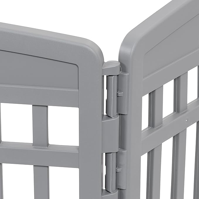 Amazon Basics 8-Panel Indoor Pet Dog Octagonal Playpen, Puppy Playpen with Door, Easy Assemble Easy Storing, 63 x 63 x 34.3 in, Dark Gray