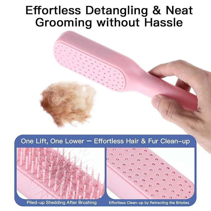 3 Pcs Dog Brushes for Grooming, Pet Hair Grooming Brush for Short Haired Cats Dogs Professional Dog and Cat Brush for Shedding Ideal for Small and Long Haired Dogs (Pink, Blue, White)