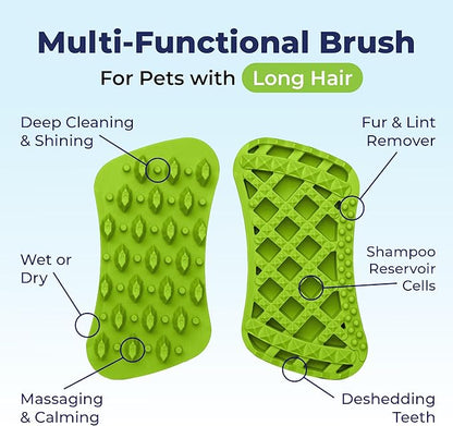 Vetnique Labs Furbliss Anti-Itch Soothing Oatmeal Shampoo 16oz & Furbliss Dog Brush for Long Hair Pets Bundle Anti-Itch Oatmeal Shampoo for Dogs with Grooming Dog Brush for Long-Haired Dogs & Cats