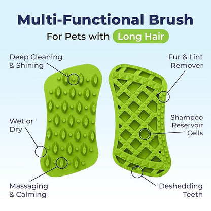 Furbliss Dog Brush for Dogs, Cats and Pets with Long Hair, Grooming Bathing Massaging Deshedding Multi-Functional Wet or Dry Silicone Brush (Long Hair Brush)