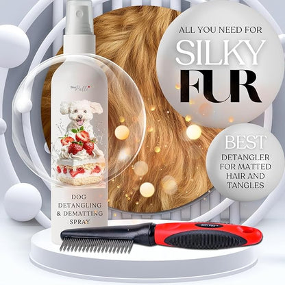 Dog Detangler Spray with Shortcake Fragrance - Natural Pet Nose Friendly Ingredients Used for Sensitive Skin - Dog Leave in Conditioner for Poodles - Made in USA - Pet Perfume Spray Long Lasting 8 oz
