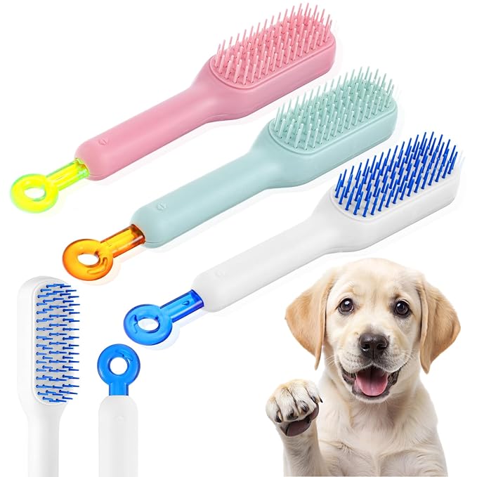 3 Pcs Dog Brushes for Grooming, Pet Hair Grooming Brush for Short Haired Cats Dogs Professional Dog and Cat Brush for Shedding Ideal for Small and Long Haired Dogs (Pink, Blue, White)