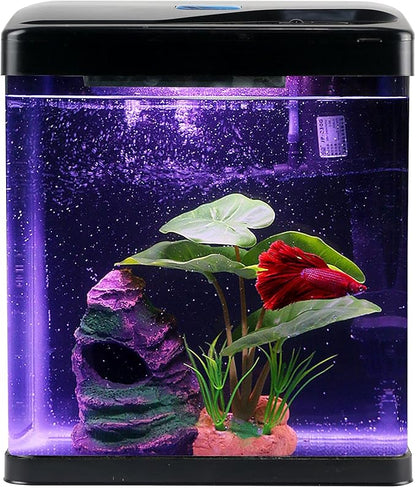 COOSPIDER Betta Fish Leaf Pad Hammock Aquarium Decoration Cichlid Fish Tank Resin Rock Mountain Cave Ornaments Fish Bowl Decorations for Sleeping Resting Hiding Playing Breeding