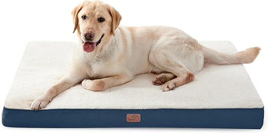 Bedsure Dog Beds Large Sized Dog - Orthopedic Flat Pet Beds with Removable Washable Cover, Egg Crate Foam Puppy Mat, Suitable for Pet Up to 65 lbs