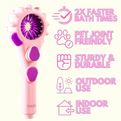 Forlina Brand Dog Shower Attachment | Multi-Functional | One-Handed Operation | Dog Bath Supplies | Shampoo Brush With Low Joint Stress | Easy To Install | Small