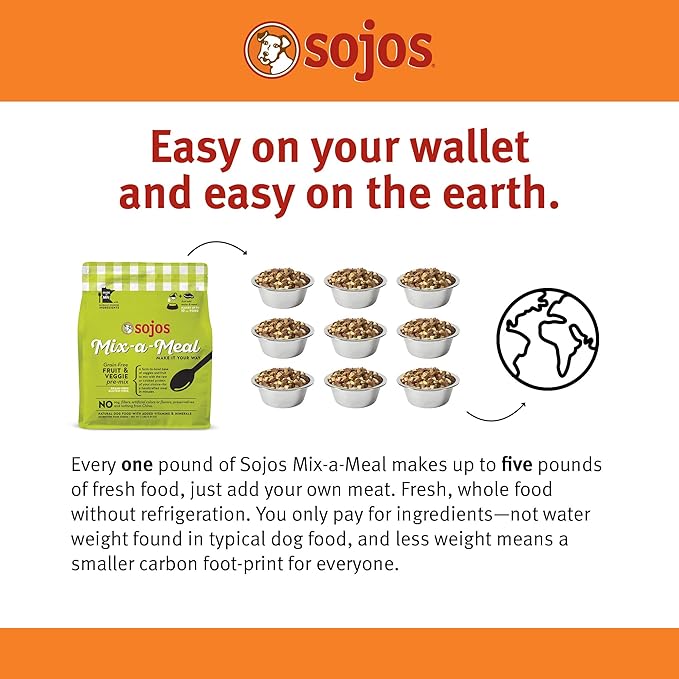 Sojos Mix-A-Meal Grain-Free Pre-Mix Dehydrated Dog Food, 8 lb