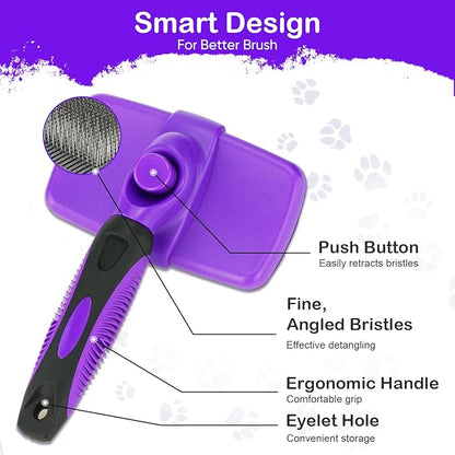Pet Grooming Brush, The Ultimate Dog Brushes for Shedding Hair, Fur, Comb for Grooming Long Haired & Short Haired Dogs, Cats, Rabbits & More, Shedding and Grooming Tool for Dog and Cat Brush